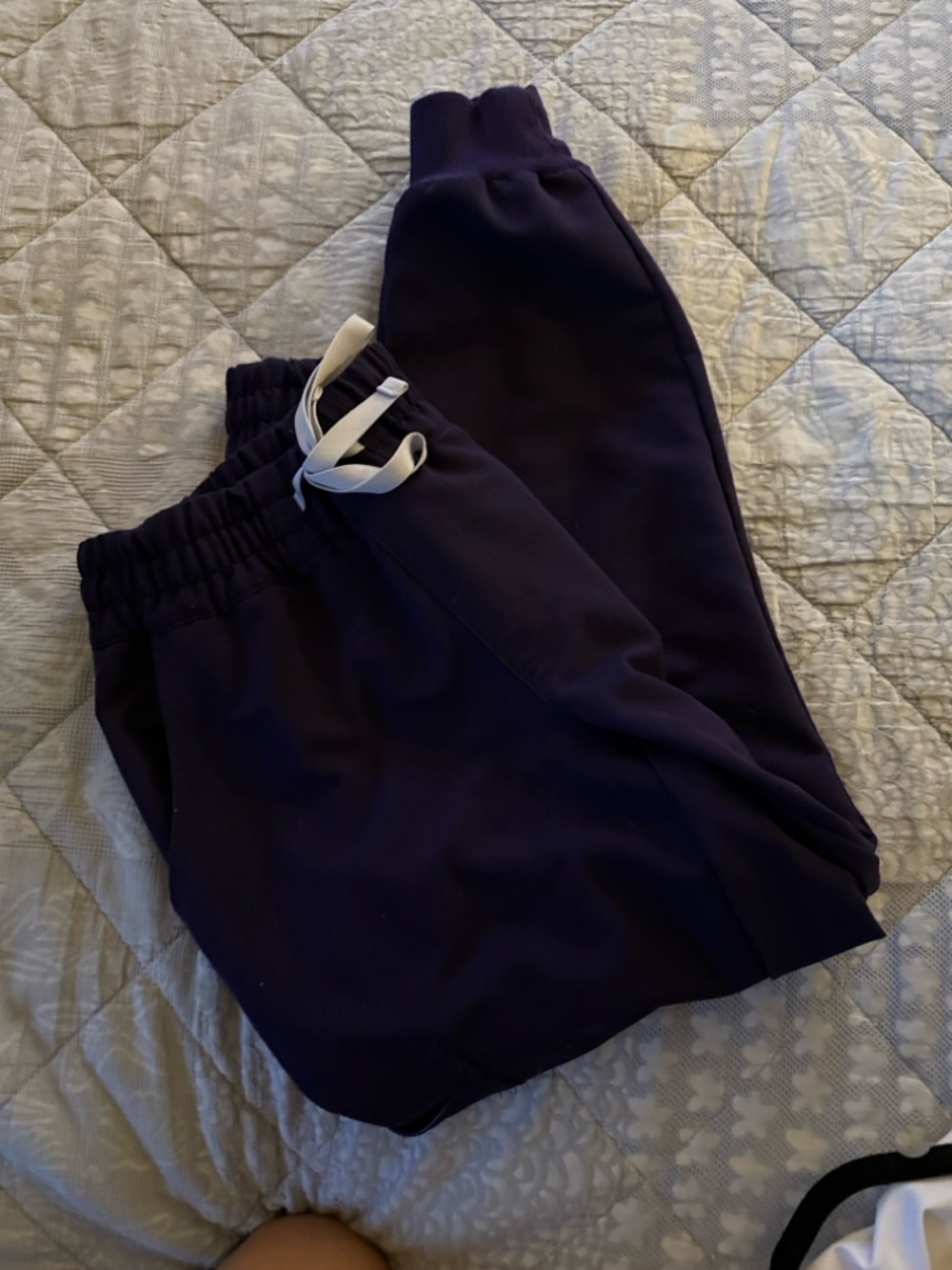 Figs purple scrub pants.